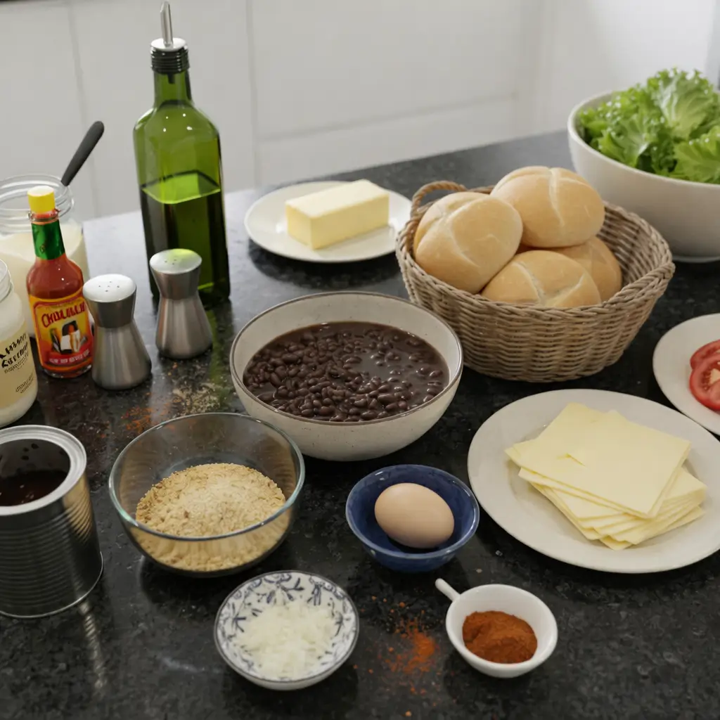 black-bean-burger-ingredients Assorted ingredients for making a black bean burger recipe.