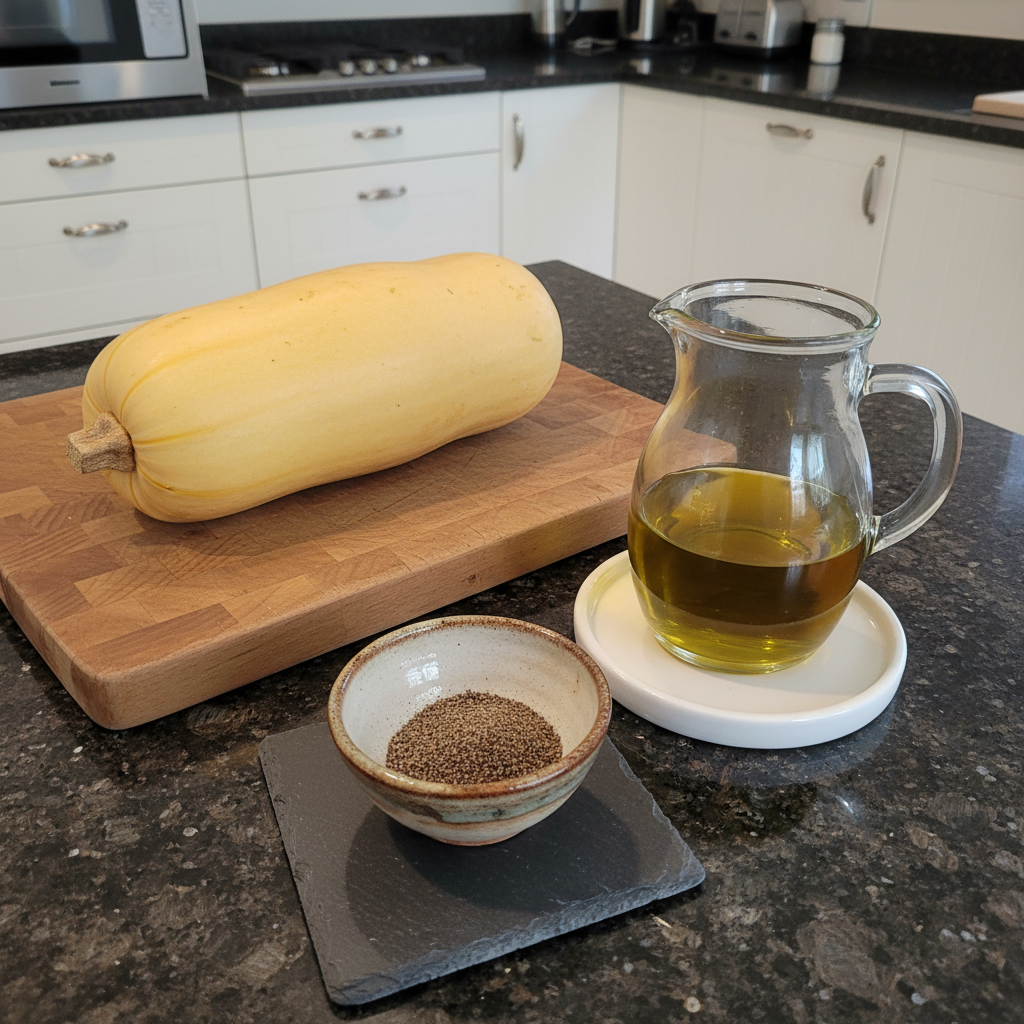 Raw spaghetti squash with olive oil, herbs, and spices ready to be baked.