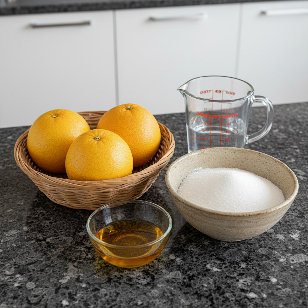 Candied grapefruit peel ingredients: grapefruit, sugar, water.