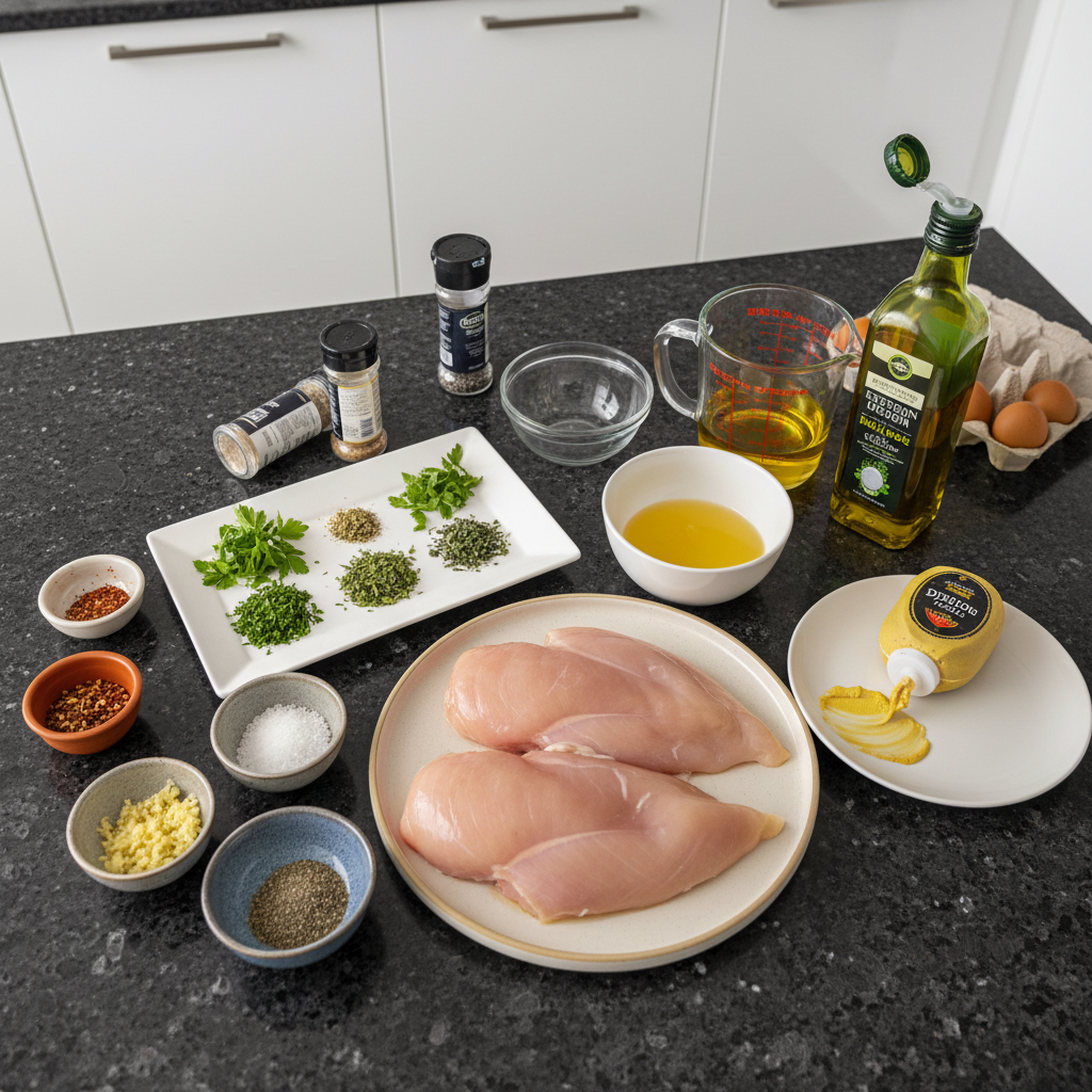 Fresh ingredients for high protein Valentine’s grilled chicken recipe.