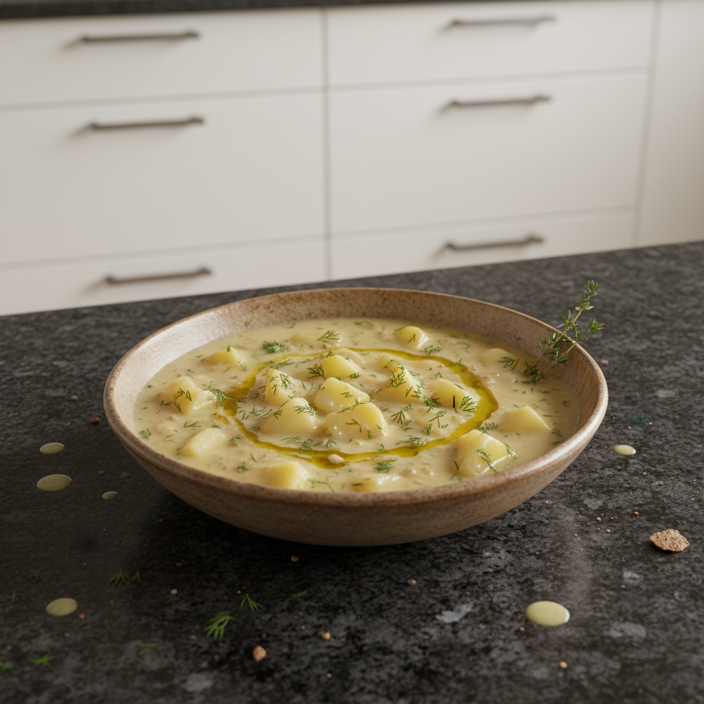 Creamy Vegan Potato Soup with Roasted Garlic