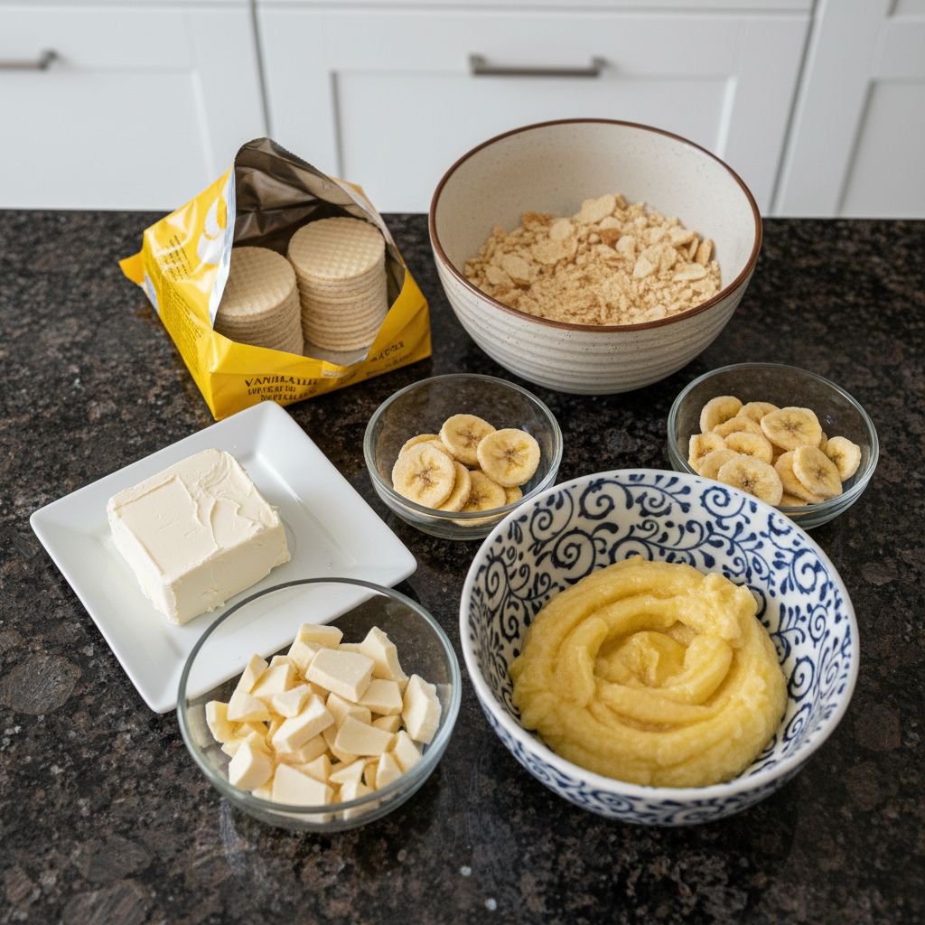 Ingredients for making banana pudding easter truffles.