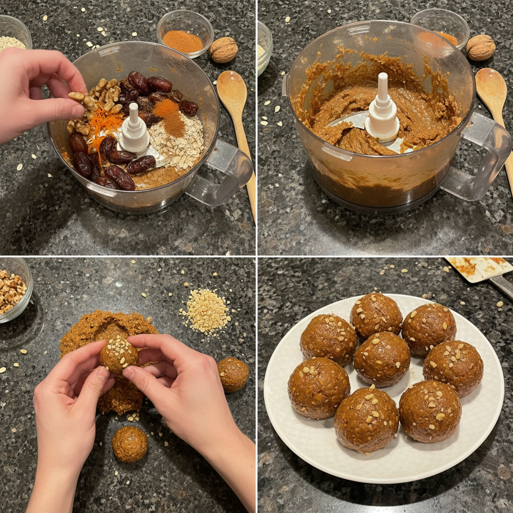 carrot-cake-truffles-prep Step by step instructions for making carrot cake truffles no bake.