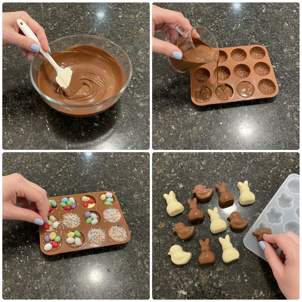 diy-easter-candy-molds-ideas-prep Step-by-step preparation of diy easter candy molds ideas candies
