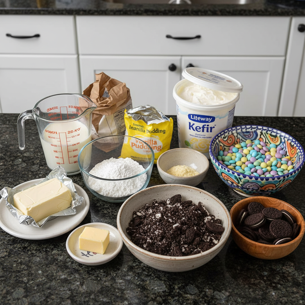 Easter dirt cake casserole no bake ingredients