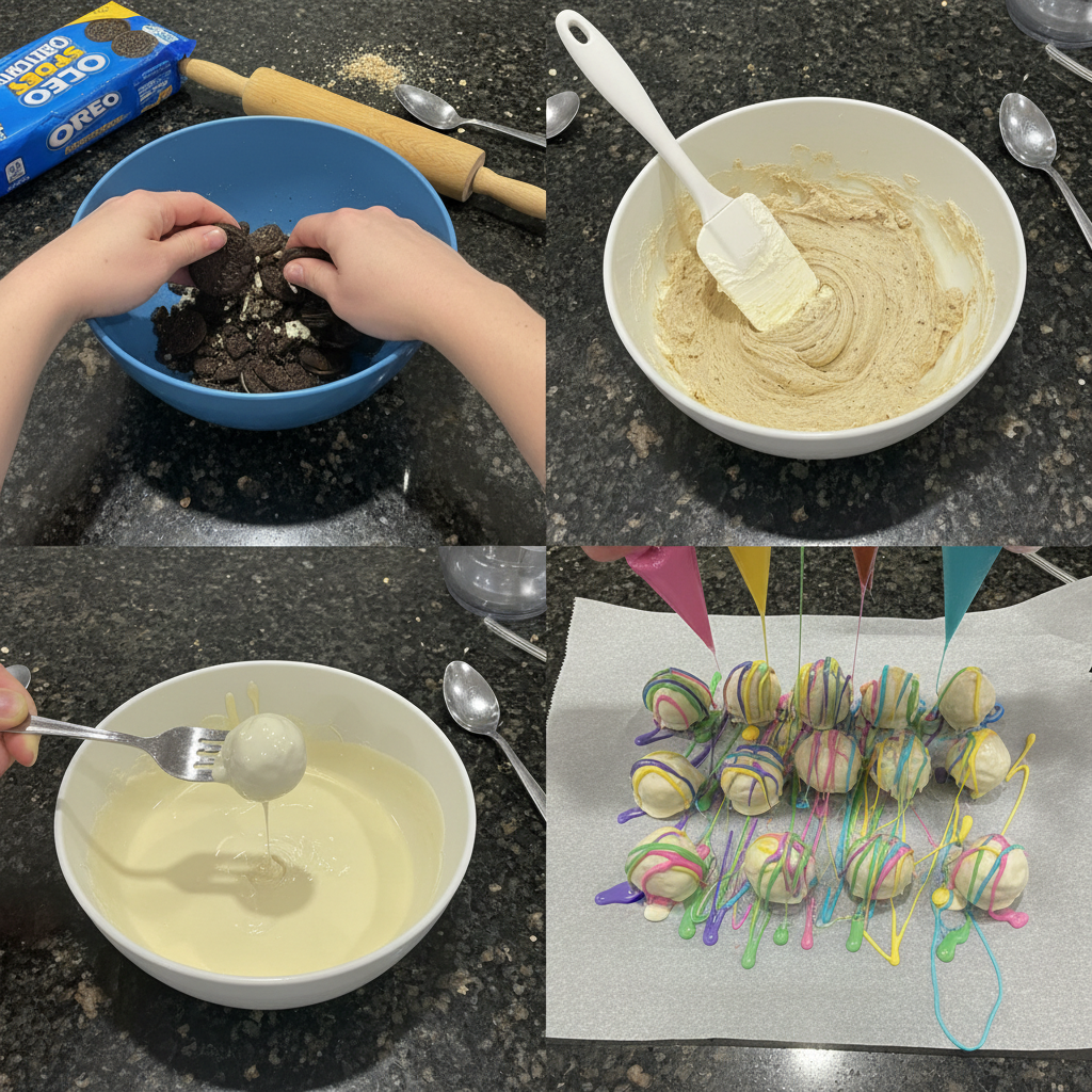 easter-oreo-truffles-prep Step-by-step guide to making easter oreo truffles white chocolate.