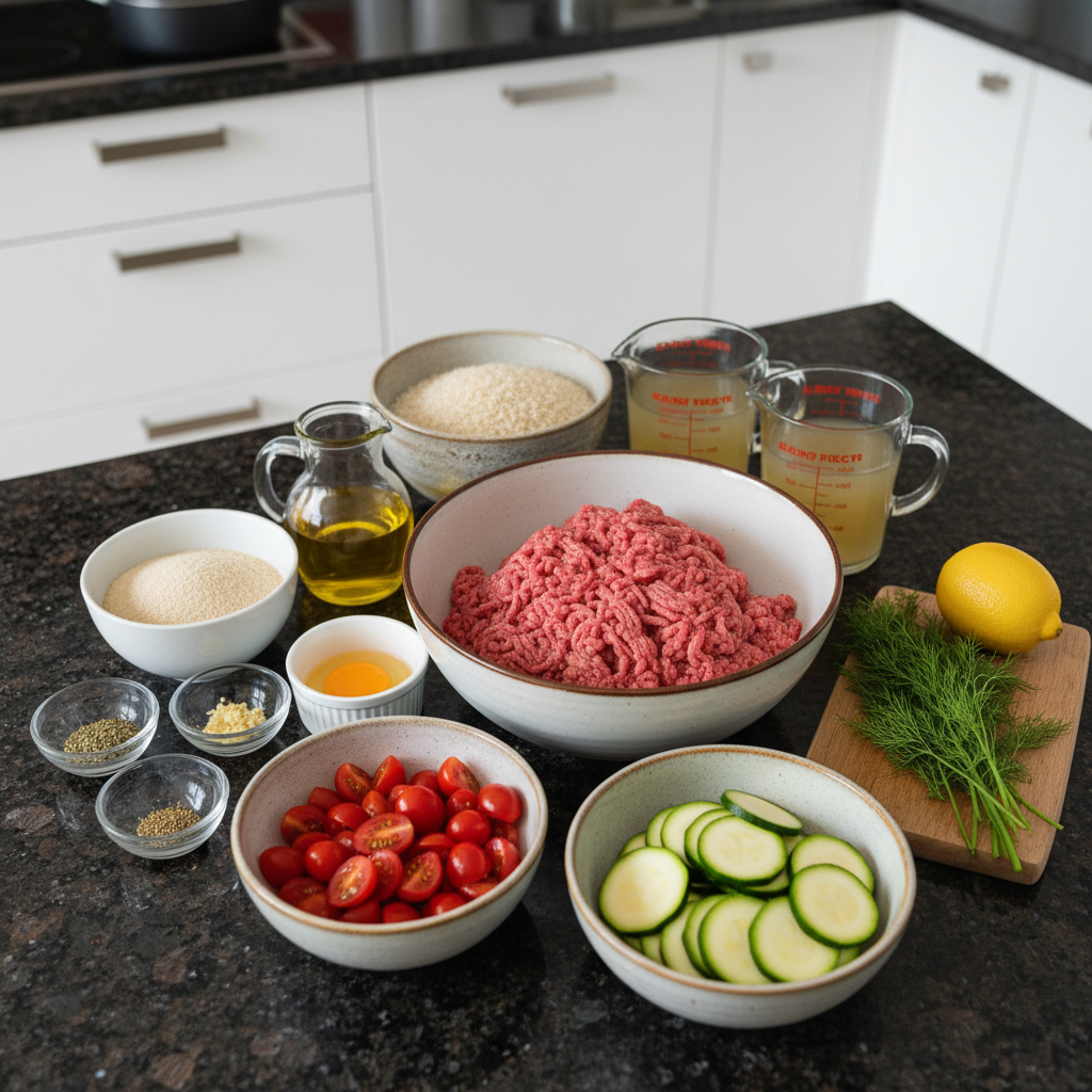 one-pot-greek-meatballs-ingredients All the fresh ingredients needed to make flavorful One-Pot Greek Meatballs.