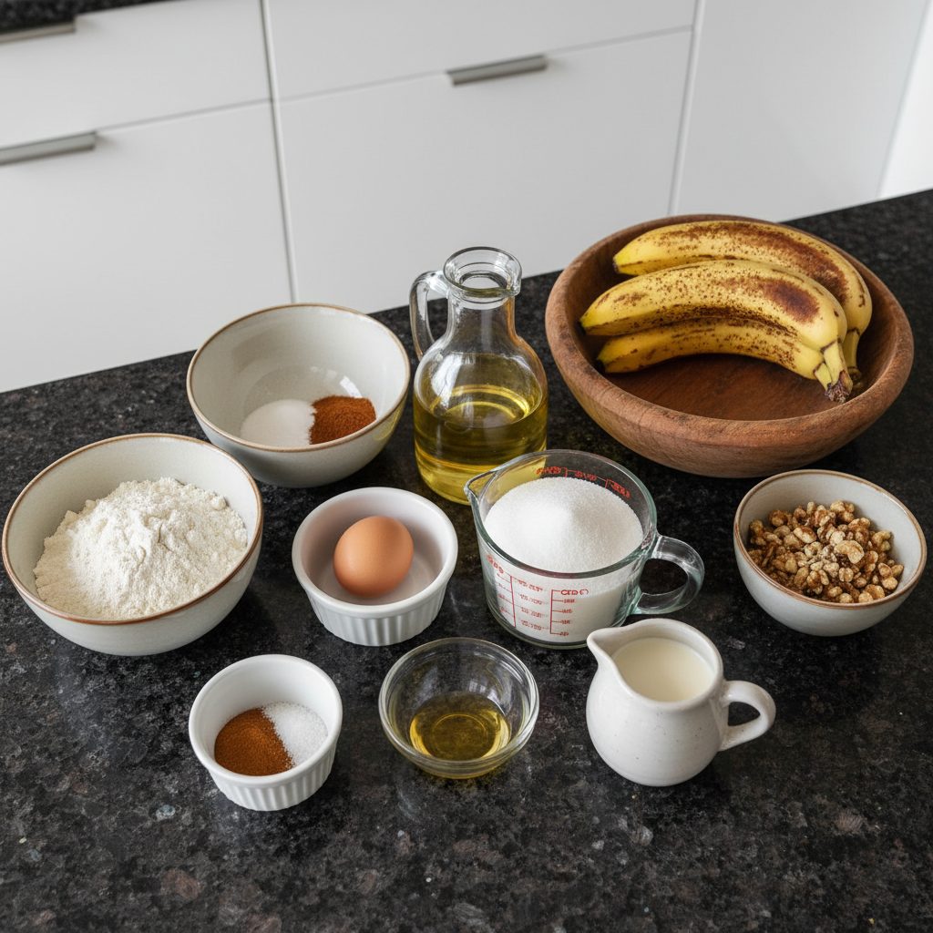 starbucks-banana-bread-copycat-ingredients Ingredients for Starbucks Banana Bread Copycat recipe.