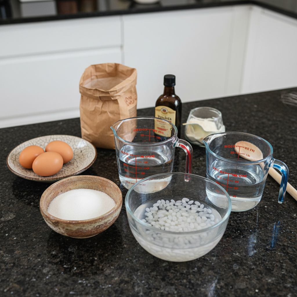 Close-up of all ingredients needed for a water kefir recipe.