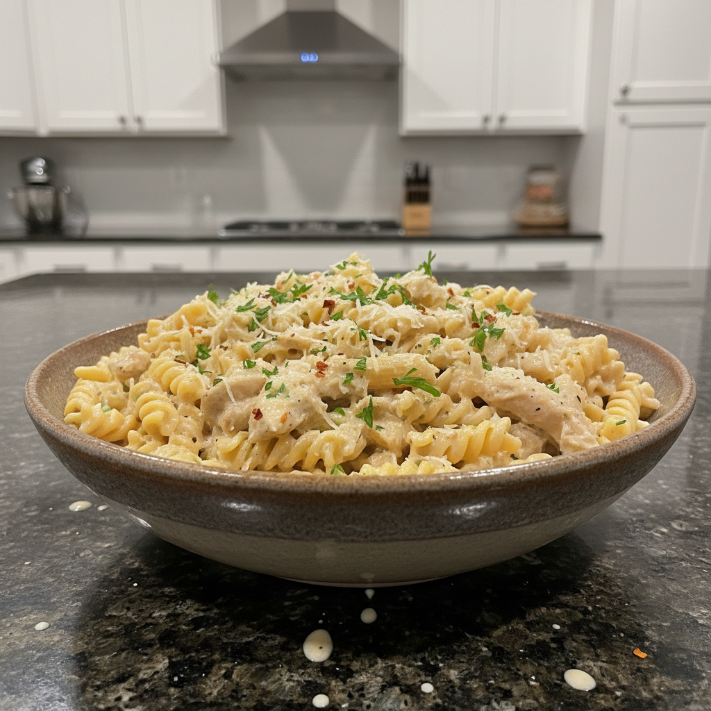 Crockpot Garlic Parmesan Chicken Pasta (Easy Recipe!)