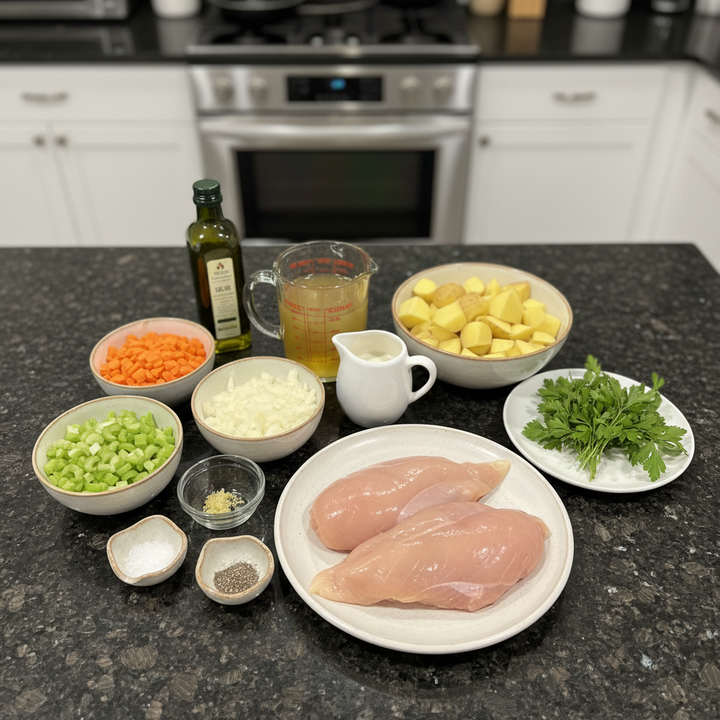 Fresh and colorful ingredients for a nutritious healthy crockpot recipe.